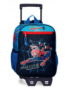 MOCHILA ADAP. 28CM. C/CARRO. SPIDERMAN TOTALLY AWESOME
